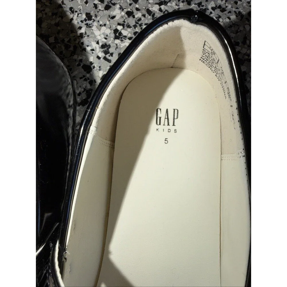 Gap Kids Sz 5 Girls Black Mary Jane Flats Double Buckle Straps Round Toe Black